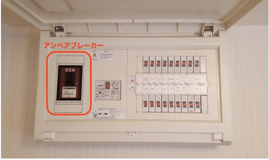 アンペアブレーカーは家全体の電気の量を管理している